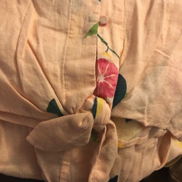 Rails Thea Crop Top Tie Front Button Pink Grapefruit NWT NEW - Picture 7 of 9